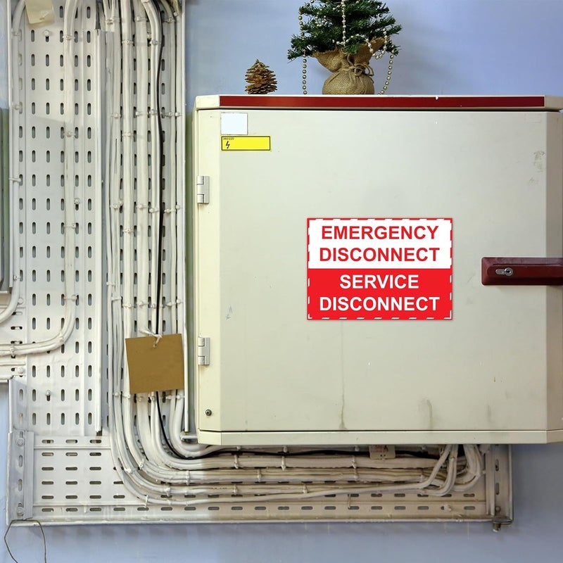 LEIFIDE 12 Pack NEC Compliant Emergency Disconnect Sticker 5"x 3.5" Emergency Disconnect Service Warning Sticker Shut Off Sign Uv-Resistant Electric Panel Labels Vinyl Waterproof for Indoor Outdoor - Image 3
